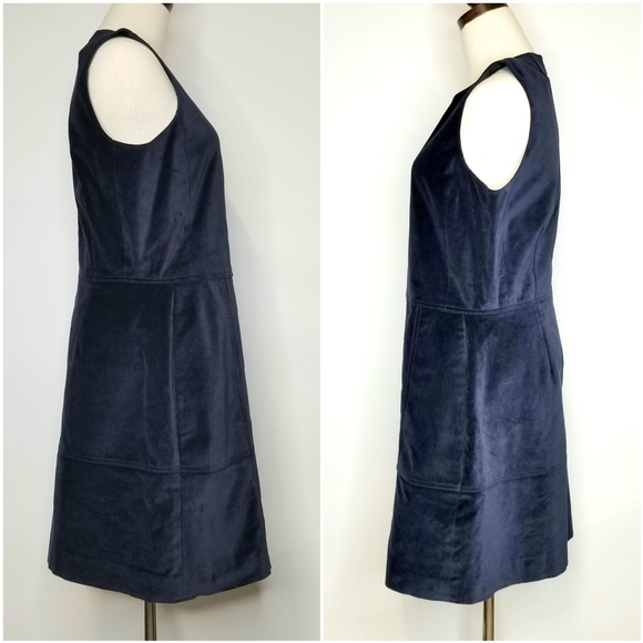 Gap Velvet Shift True Indigo Navy Knee Length  Party Evening Cocktail Dress,  12 - Picture 3 of 10